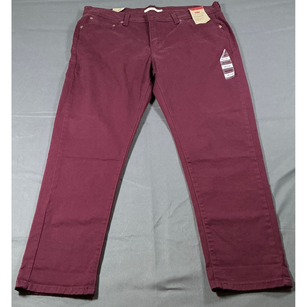 Levis Boyfriend Jeans Womens 32x27 Burgundy Mid Rise Relaxed Tapered Leg US 14